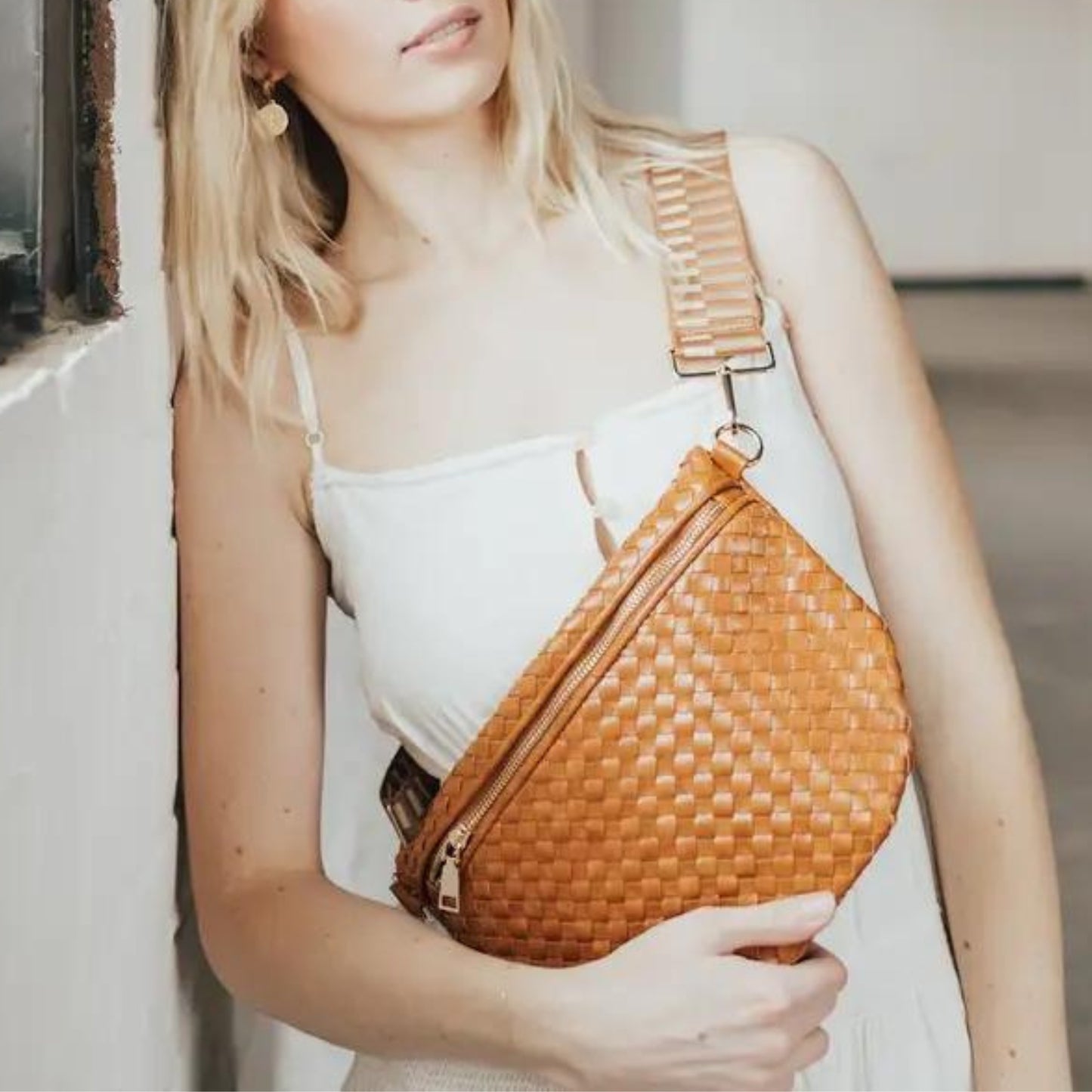 Woven Bum Bag Purse Crossbody Strap