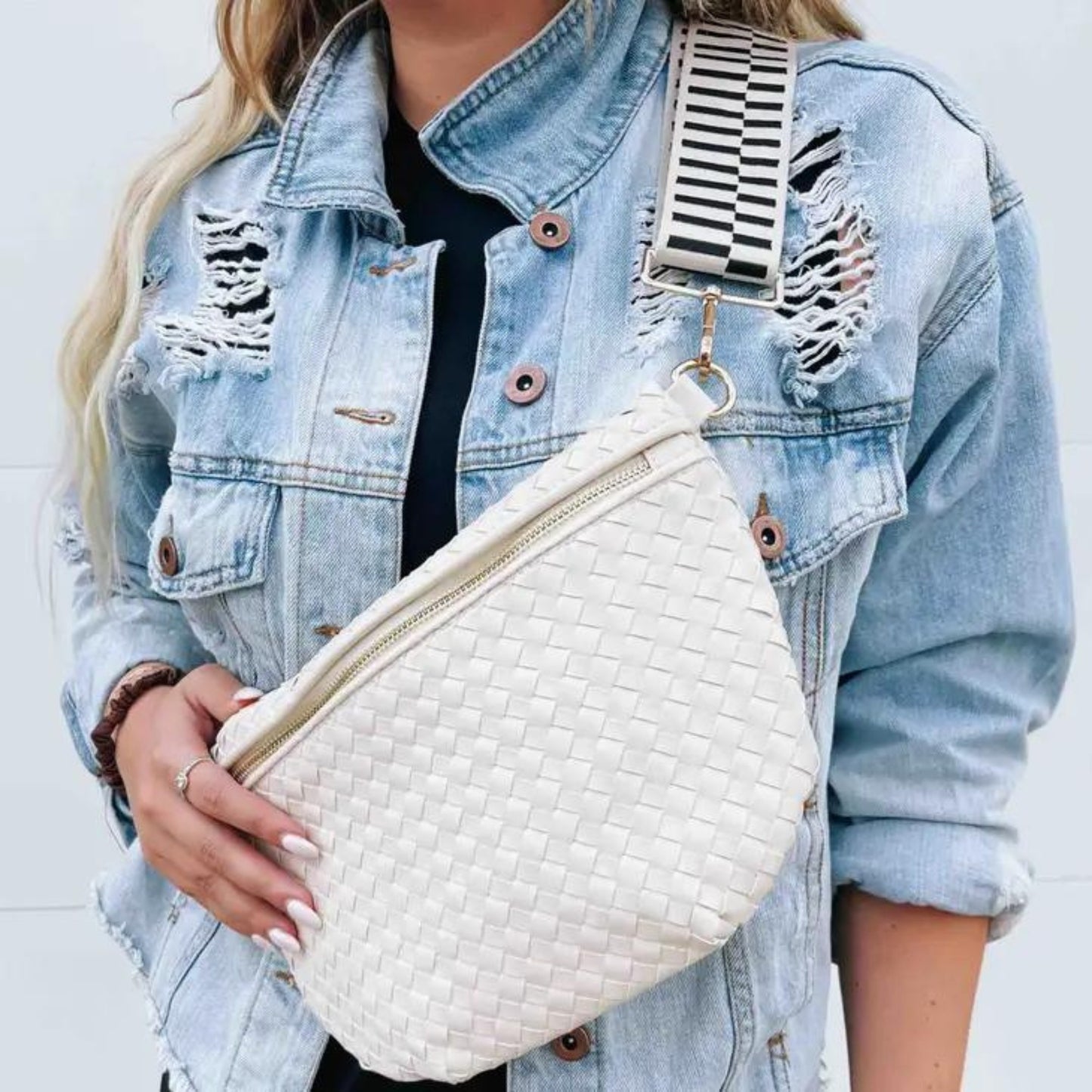 Woven Bum Bag Purse Crossbody Strap