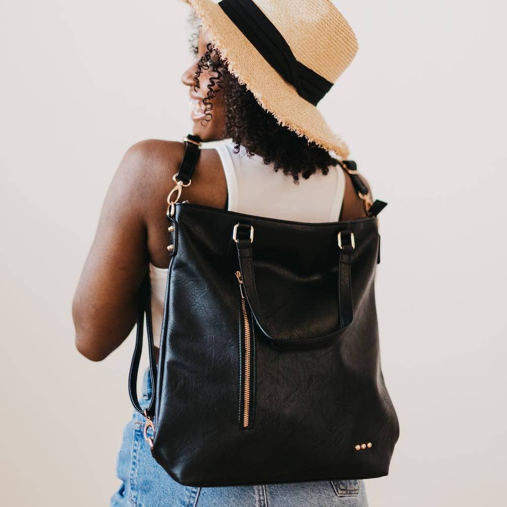 Upper East Side Vegan Leather Backpack & Crossbody Tote Bag