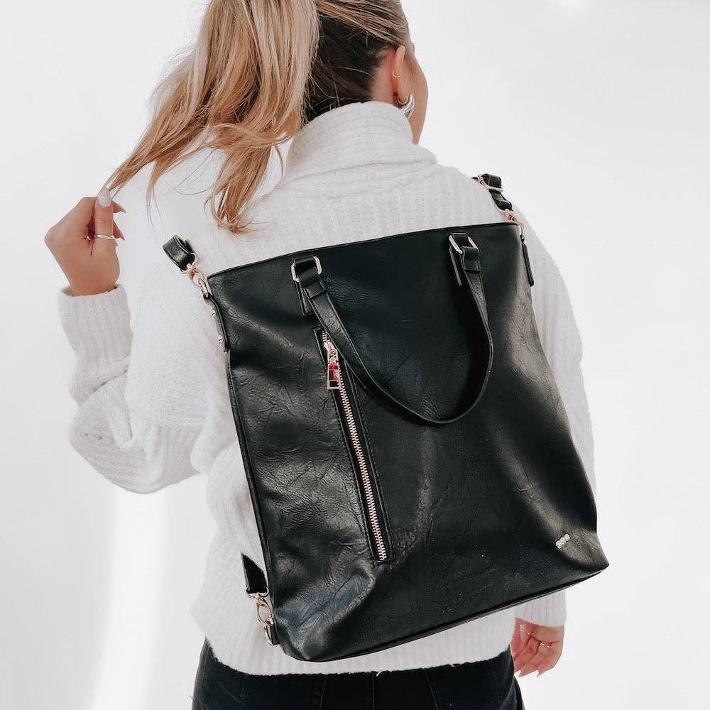 Upper East Side Vegan Leather Backpack & Crossbody Tote Bag